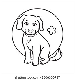 Hand drawn dog logo isolated on white background