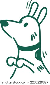 Dibujó perro a mano en un fondo aislado. Ilustración linda minimalista