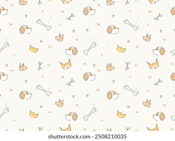 fundo de padrão sem emenda de cão desenhado à mão, fundo de animais