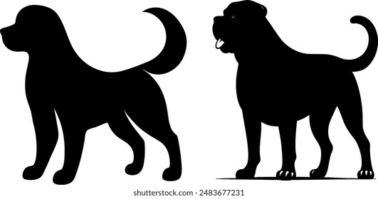 Hand drawn dog silhouette vector