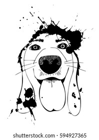 Hand drawn dog with tongue.