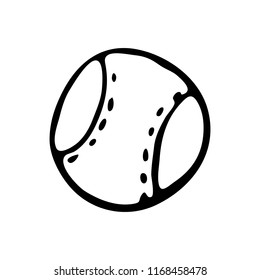 Hand drawn dog toy ball doodle. Sketch pets icon. Decoration element. Isolated on white background. Vector illustration.