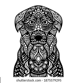 Hand drawn of Dog zentangle arts . vector illustration