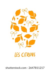 Hand drawn dolce vita poster with lemons. Italian summer yellow juicy fruit and lettering quote vector illustration isolated on white. Mediterranean style art drawing