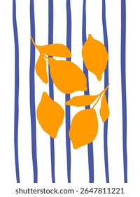 Cartaz de dolce vita desenhado à mão com limões. Ilustração do vetor da fruta suculenta do verão italiano. Vida de estilo mediterrâneo. Amalfi, desenho de arte positano