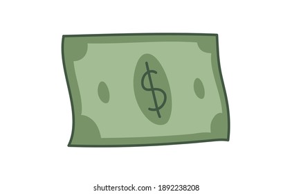Hand drawn dollar bill illustration. Money symbol, cash doodle. 