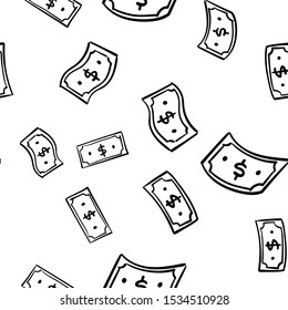 Hand Drawn Dollar Bills Flying Money Stock Vector (royalty Free 