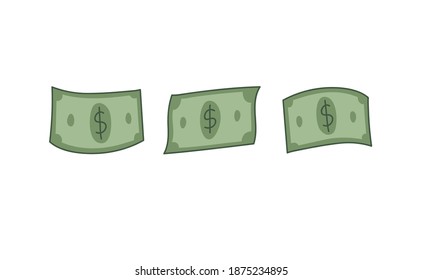 Hand drawn dollar bills. Money cash illustration. Hand drawn money symbol.