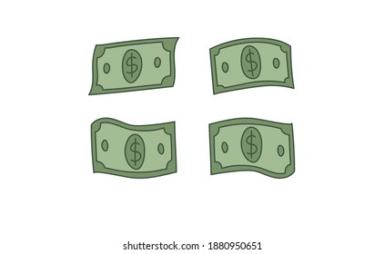 Hand drawn dollar bills. Money cash illustration. Hand drawn money symbol.