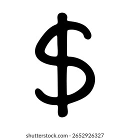Símbolo de moneda de dólar dibujado a mano. Pincelada doodle. Elemento único para el diseño
