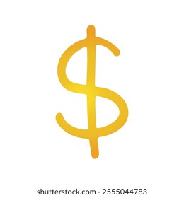 Hand drawn dollar Gold currency symbol Brush stroke doodle Single element for design