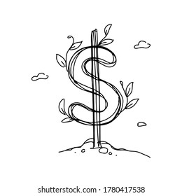 icono de dibujo manual del dólar