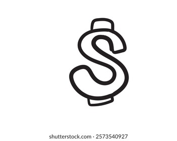 Hand drawn dollar icon, USA currency sign, usd coin symbol, dollars ink drawing, price vector illustration, exchange sketch, global currency market concept