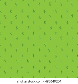 hand drawn dollar sign, illustration of seamless pattern green dollar sign.