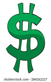 Hand Drawn Dollar Sign, Vector Illustration isolated on White Background.