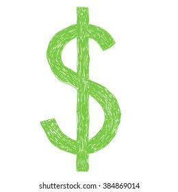 Hand drawn dollar sign. Vector illustration.