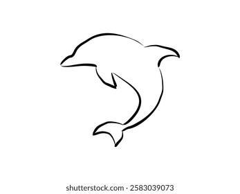 hand drawn dolphin fish symbol design vector illustration isolated on transparent background