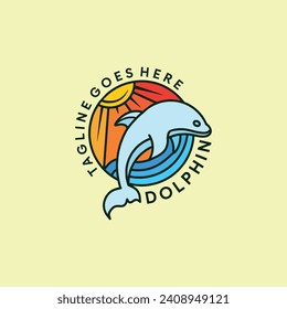 Hand Drawn Dolphin Ocean Logo Symbol Design illustration vector Icon Emblem