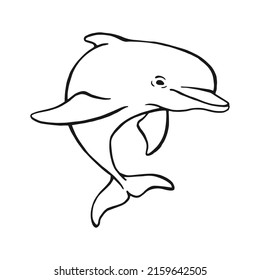 Hand drawn dolphin. Vector illustration in sketch style. Jumping dolphin isolated on white background.