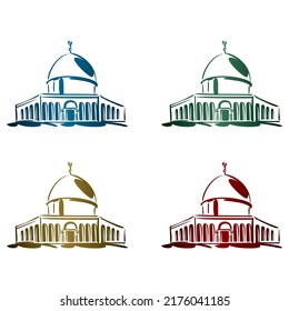 Hand Drawn Dome Of The Rock, The Holy Shrine In Jerusalem Vector Illustration
