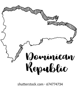 Hand drawn of Dominican Republic map, vector illustration
