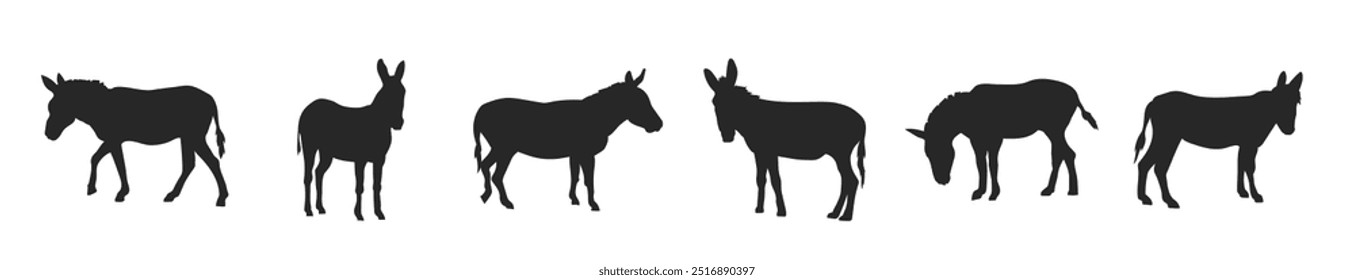 Silhueta de burro desenhada à mão Ilustração de vetor