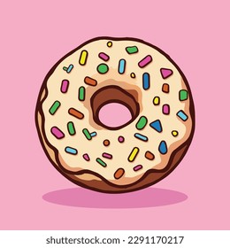 Hand Drawn Donut, colorful  fast food vector illustration 