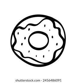 Hand drawn donut doodle on white background