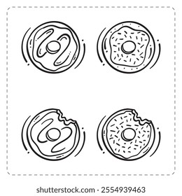 hand drawn donut icon in doodle style