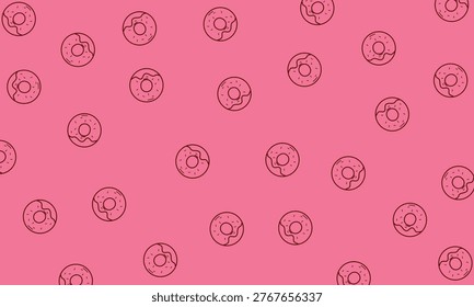 Hand drawn donut seamless pattern. Seamless pattern of donut doodle illustration background. Donut dessert pattern background.