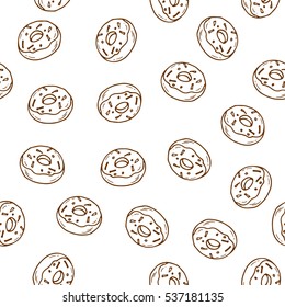 Hand drawn donut seamless pattern