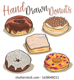 hand drawn donut vector pastries doughnut sketch