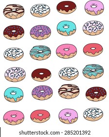 Hand drawn donut vector seamless pattern