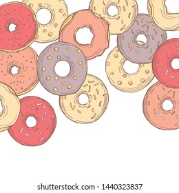 Hand drawn donuts. Vector  background