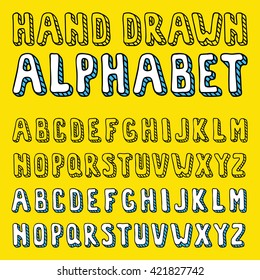 Hand Drawn Doodle 3d Vector Alphabet With Uppercase Letters