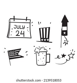 doodle dibujado a mano símbolo del 4 de julio para icono de ilustración del día de la independencia