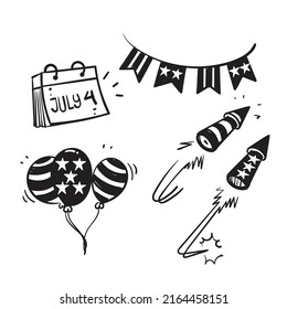 
Hand drawn doodle 4th July symbol for independence day