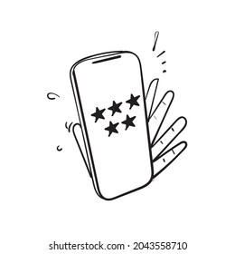 hand drawn doodle 5 star rating review feedback icon illustration isolated