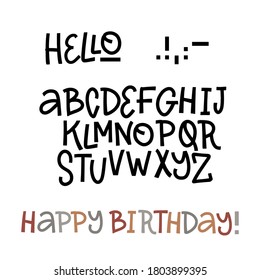 Hand drawn doodle abc, cut out font. Vector illustration.