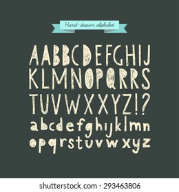 Hand drawn doodle abc, vector illustration.
