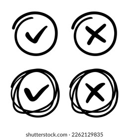 handgezeichnete Doodle-Abstraktion des Prüfzeichensymbols in Vektorgrafik