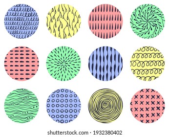 Conjunto de patrones abstractos de doodle dibujados a mano