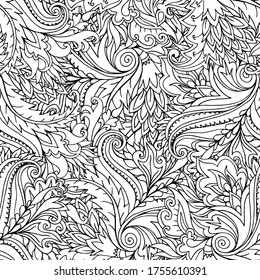 El doodle dibujado a mano abstracta patrón sin fisuras. Fondo del vector decorativo floral.