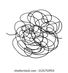 Hand drawn doodle abstract tangled scribble. Vector random chaotic lines.