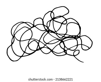 Hand drawn doodle abstract tangled scribble. Vector random chaotic lines.