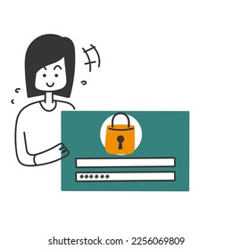hand drawn doodle access authentication illustration concept