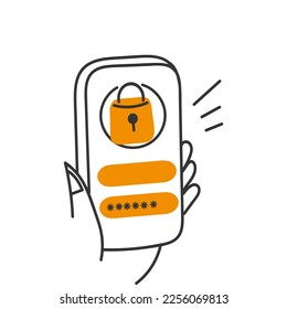 hand drawn doodle access authentication illustration concept