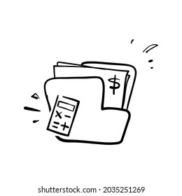vector de ilustración de documento de contabilidad de doodle dibujado a mano