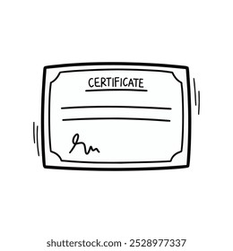 Ilustração De Certificado De Conquista De Desenho À Mão. Contorno preto bonito documento de apreciação adesivo clip-art ícone esboço no fundo branco vetor EPS 10