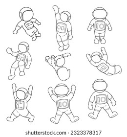 hand drawn doodle adorable astronaut collection